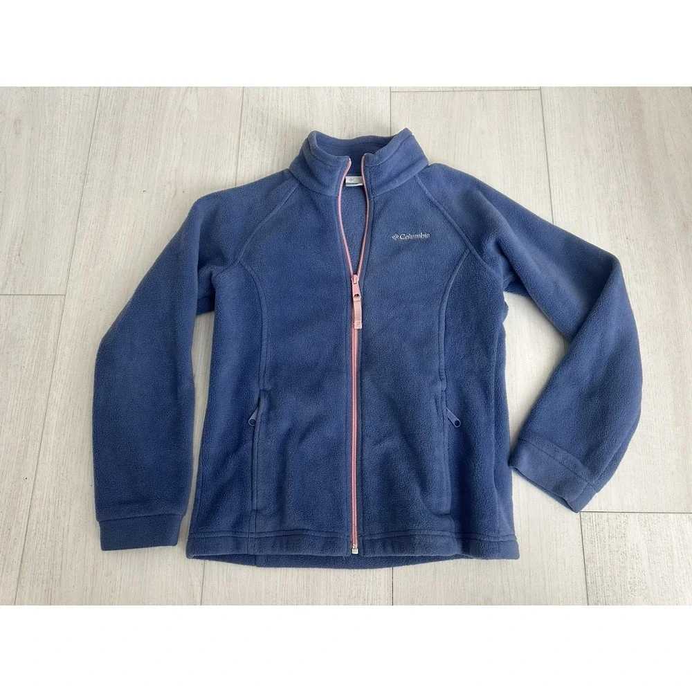 Columbia Fleece Jacket‎ Kids Full Zip Long Sleeve Mock Neck Size M Purple
